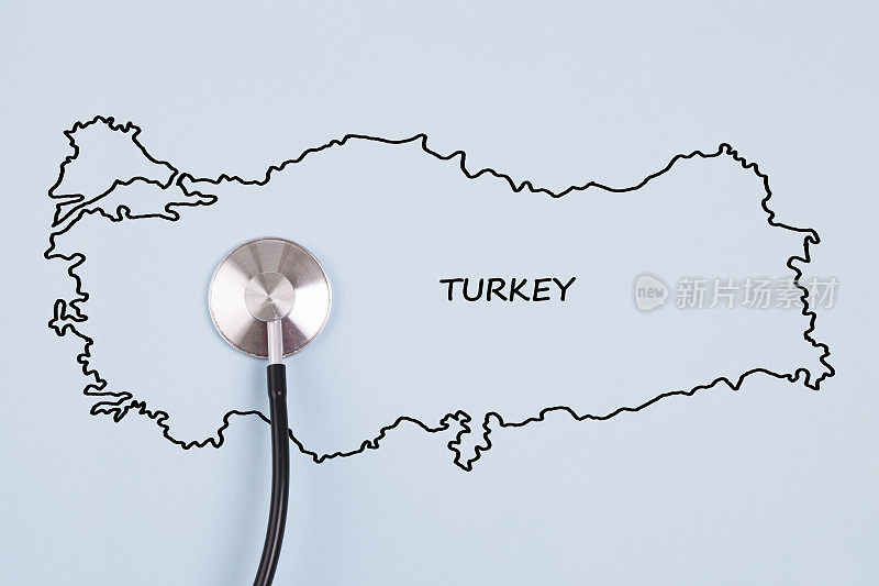 带听诊器的土耳其地图