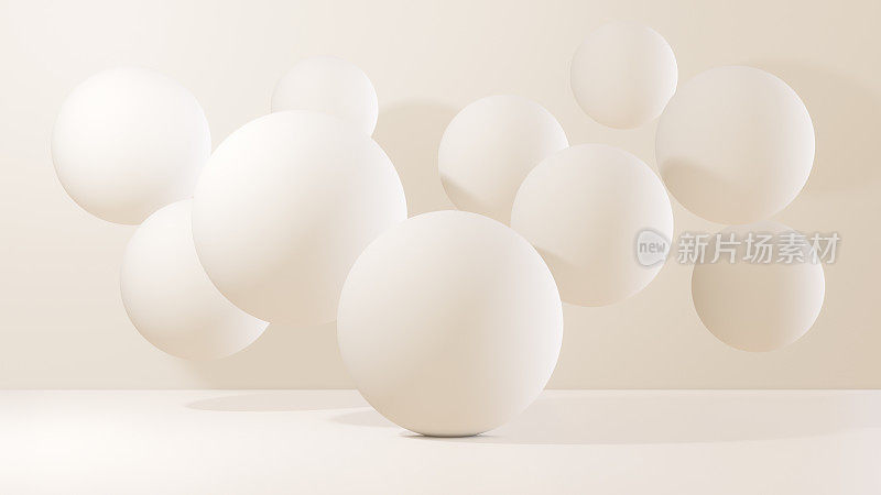 一个白色的浮球在空中极简的风格