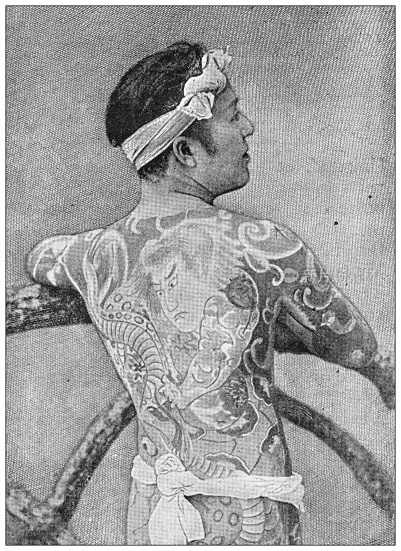 古董黑白照片:纹身