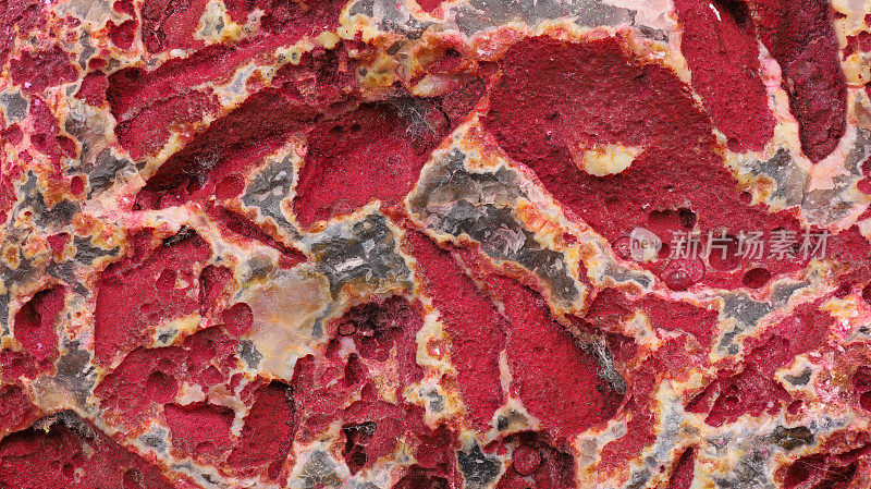 未经处理的表面为红色玛瑙，天然石英石纹理，矿物石背景