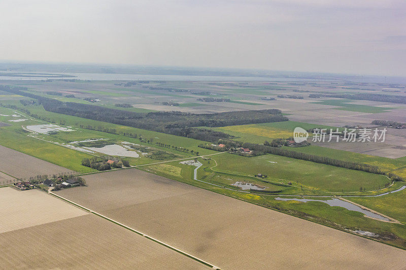 舍克兰岛前岛和联合国教科文组织世界遗产在Noordoostpolder，荷兰鸟瞰图