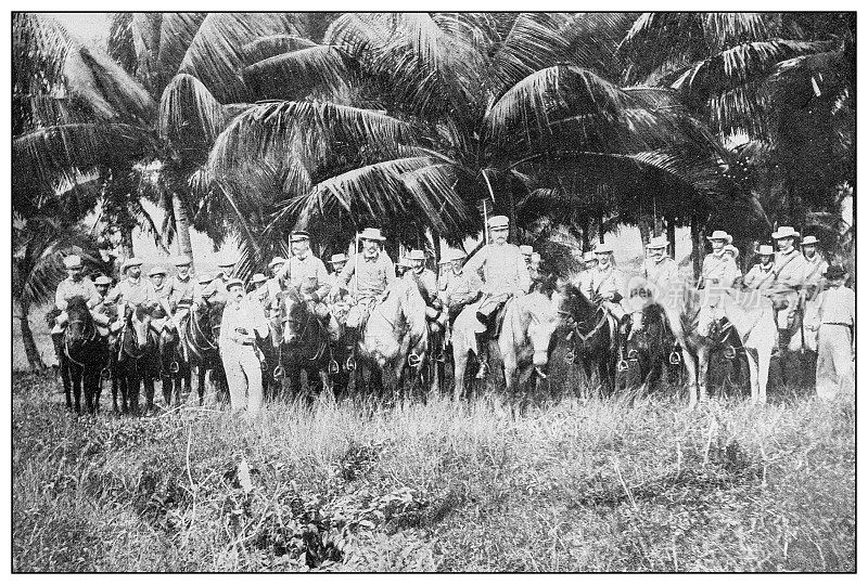 古黑白照片:西班牙“国民警卫队”，古巴