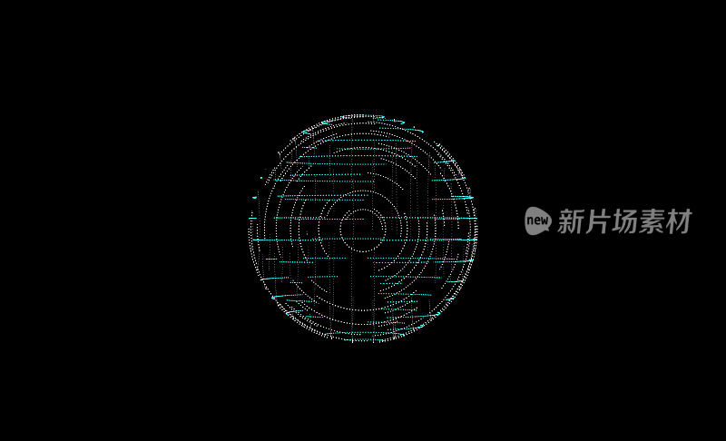 白色HUD圆用户界面孤立的黑色背景。搜索的目标区域和扫描项目的主题。科幻的圆形。视频录制与4K运动图形叠加模式。
