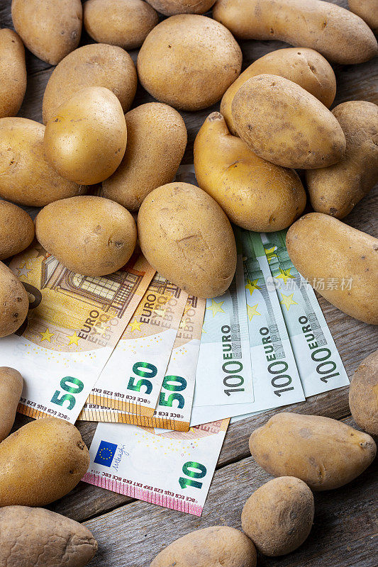 欧洲土豆价格上涨的概念。
