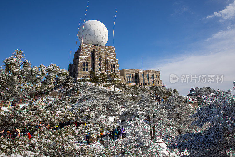 中国黄山的冬季景观