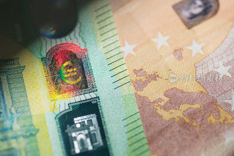 欧元纸币细节
