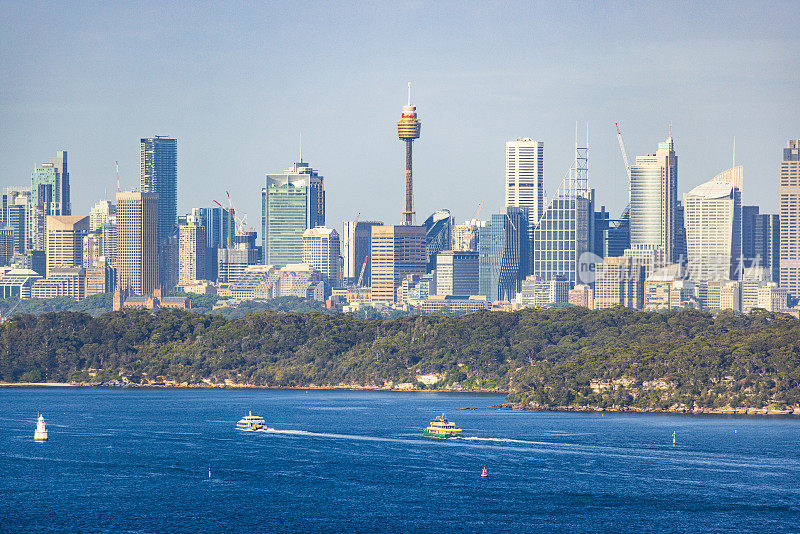 悉尼城市天际线的景观拍摄与中心点塔