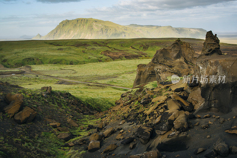 熔岩形成，火山区域被风侵蚀，南冰岛