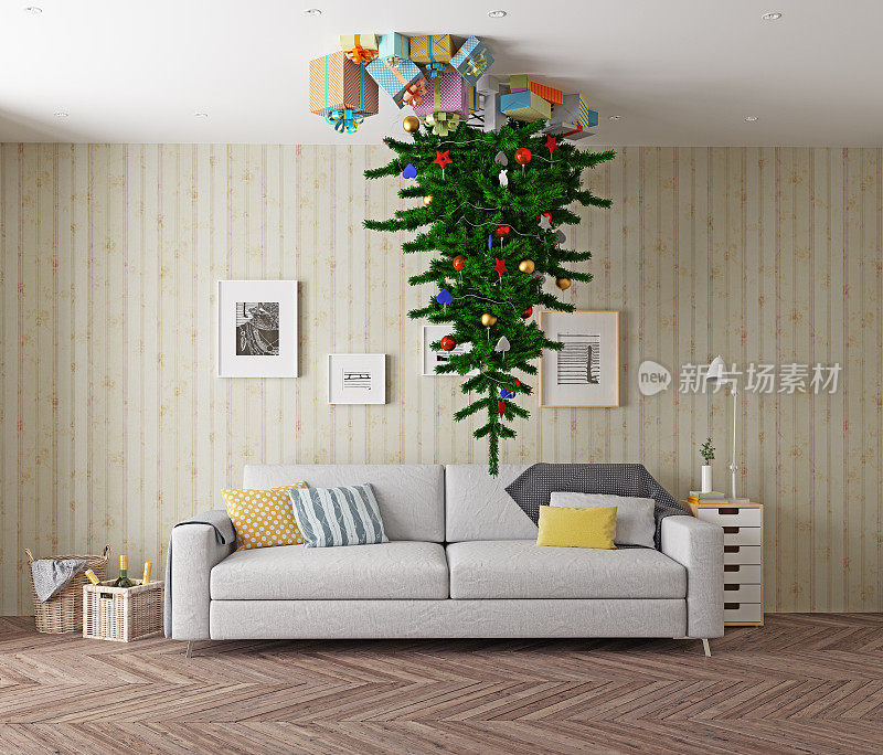 天花板上的圣诞树