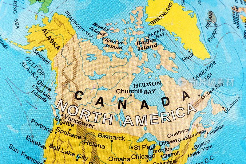 这是北美的加拿大地图