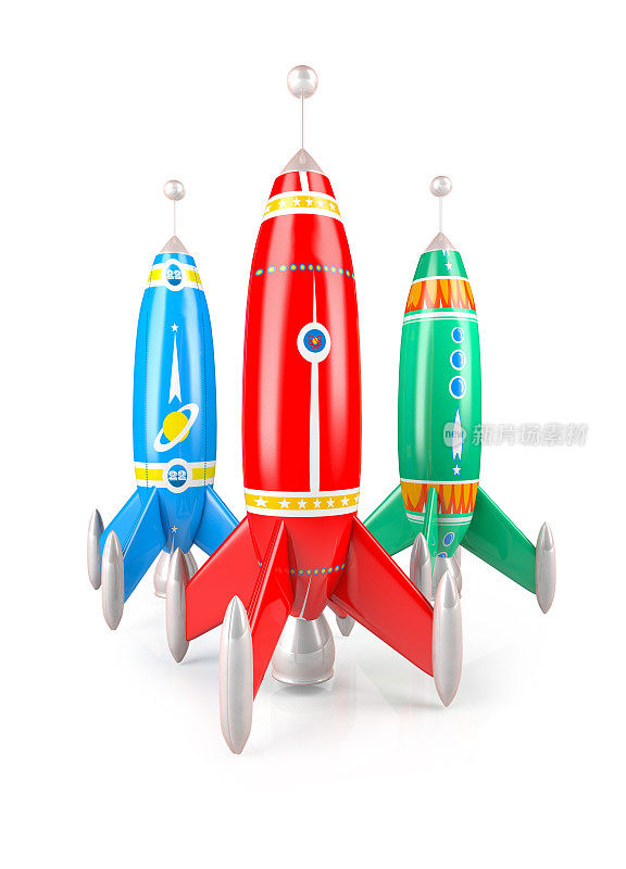 多色金属火箭，老式导弹玩具