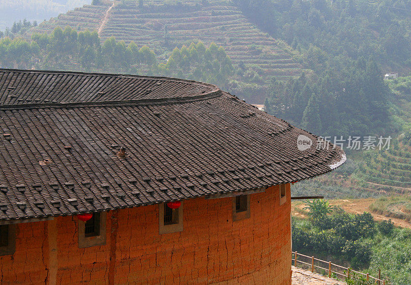 土楼屋顶，客家人的传统居住地