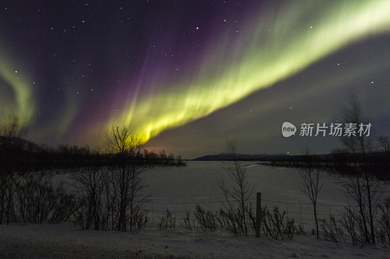 北极光，基律纳的Nikkaluokta上空的北极光