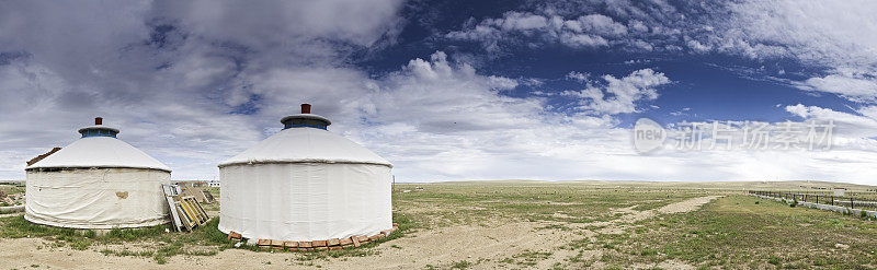 蒙古包草原大天空全景中国内蒙古