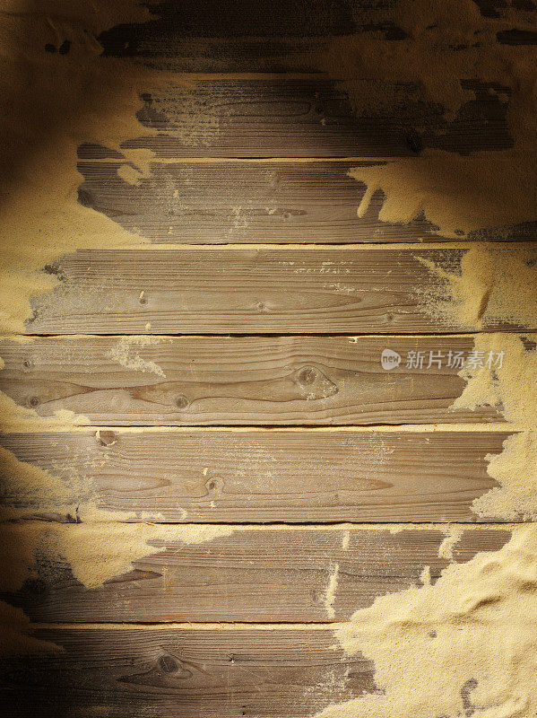 木甲板上的沙子