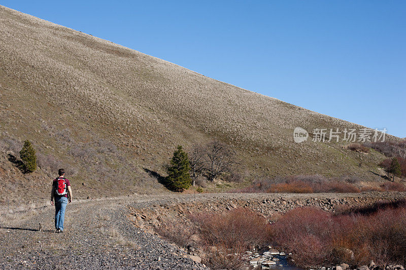 斯瓦尔峡谷的徒步旅行者