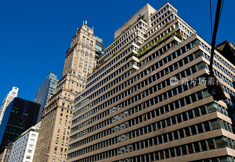 旧时尚和现代风格的建筑城市景观，曼哈顿市中心，纽约市