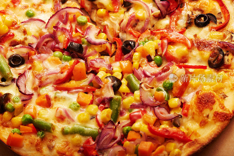 食物背景，蔬菜披萨