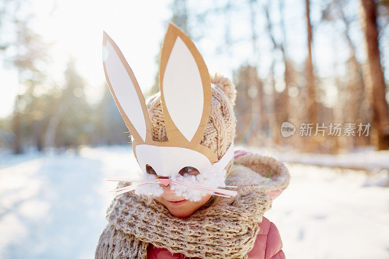 甜蜜的冬季兔子