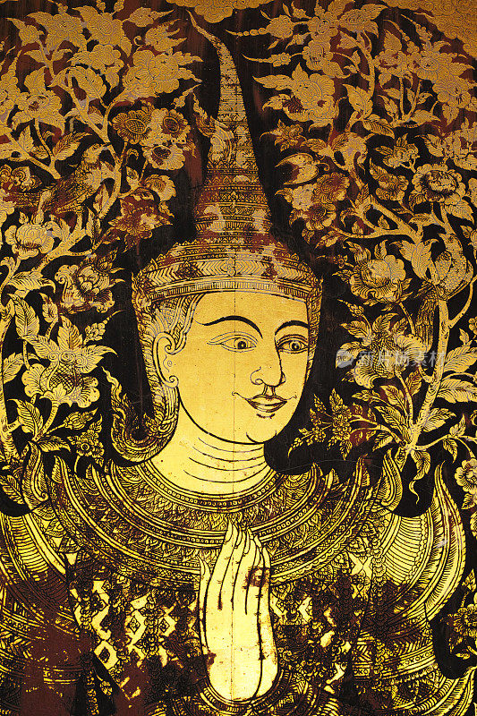 古泰国佛教寺庙壁画。