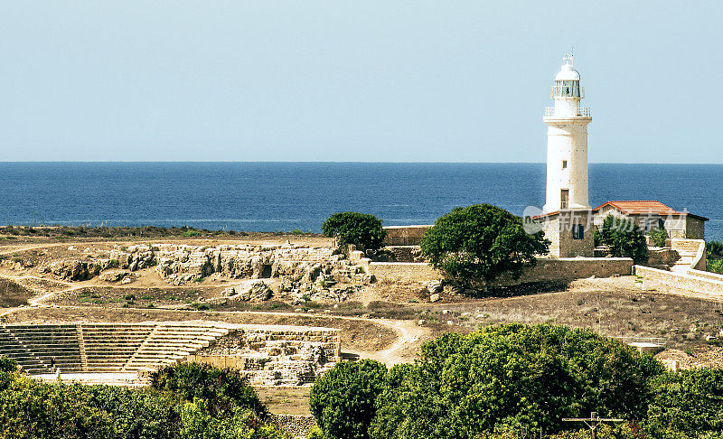 帕福斯灯塔、古竞技场和塞浦路斯帕福斯考古公园的其他遗址。