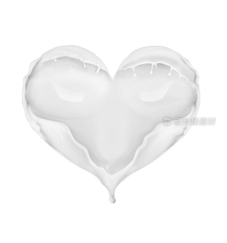 一颗心型的奶油，孤立在白色的背景上