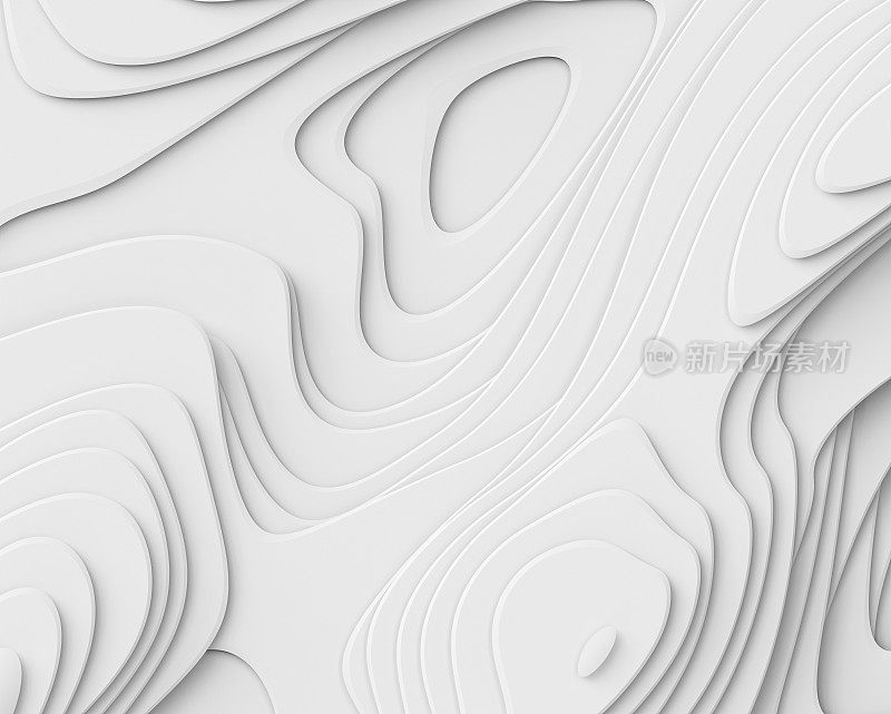 3d渲染，抽象的白纸背景，层，扁平的纤维结构，孔，宏观纹理