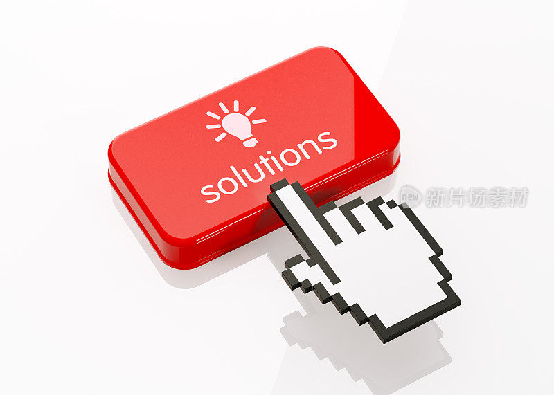 手形计算机光标点击一个红色按钮:解决方案写在按钮上