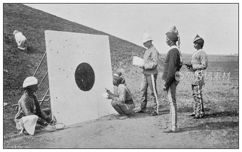 英国海军和陆军的古董照片:马德拉斯的目标射击