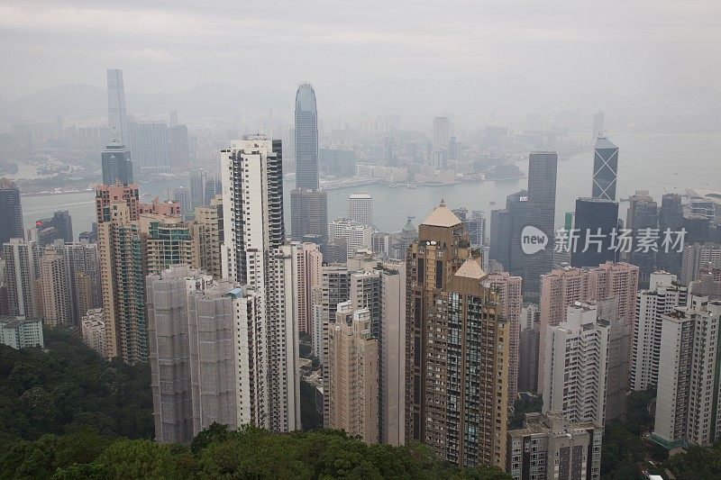 从太平山顶眺望香港天际线