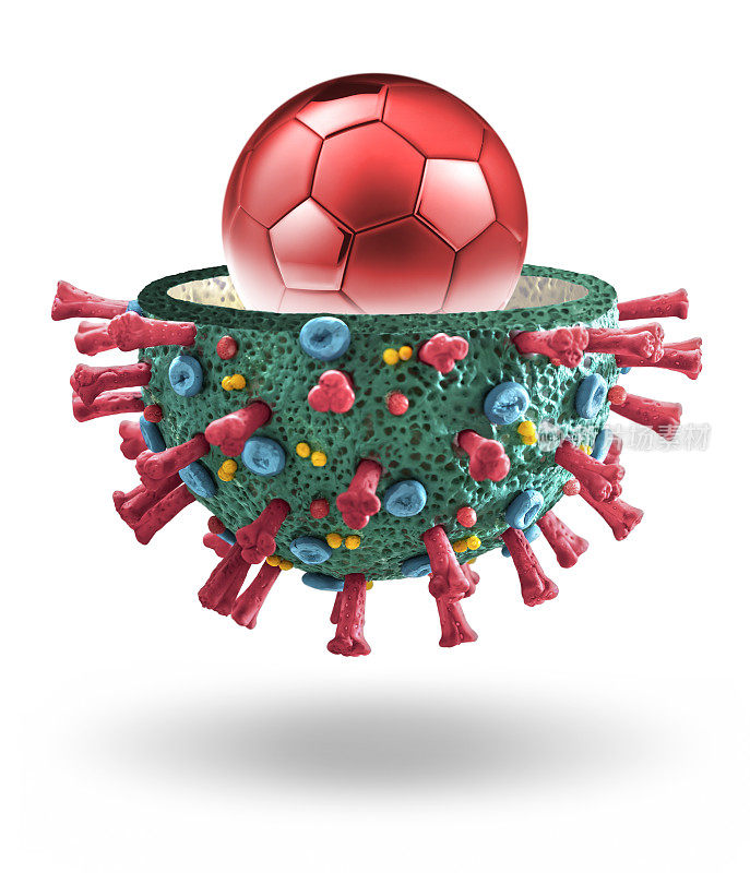COVID-19冠状病毒与足球漂浮微观宏观模型