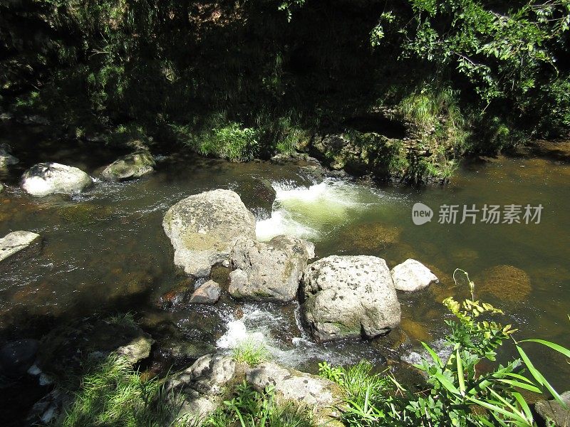 日本。八月里晴朗的一天。小山河