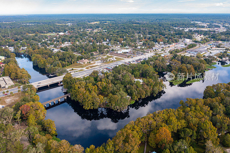 Dunnellon，佛罗里达无人机观察河流