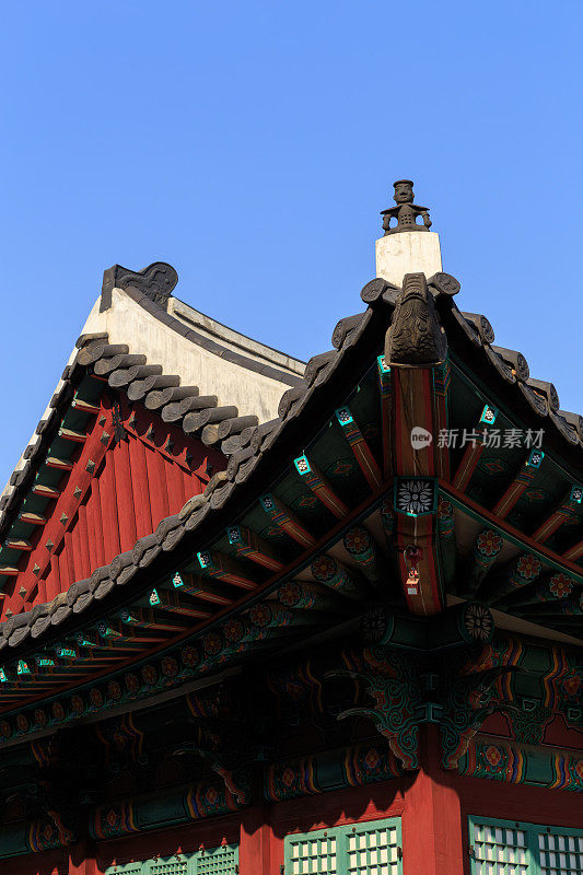 韩国佛教寺庙的屋顶细节