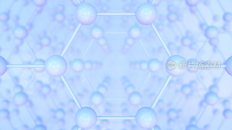 三维抽象六角形分子结构，DNA，霓虹灯