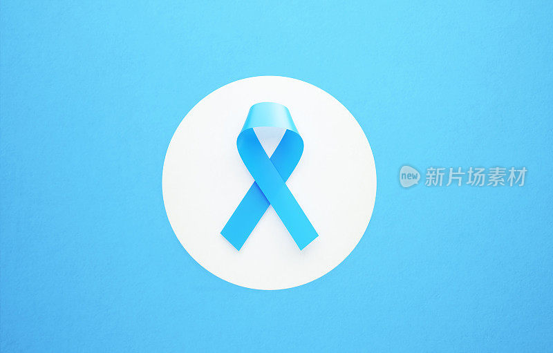 蓝色背景的前列腺癌意识丝带