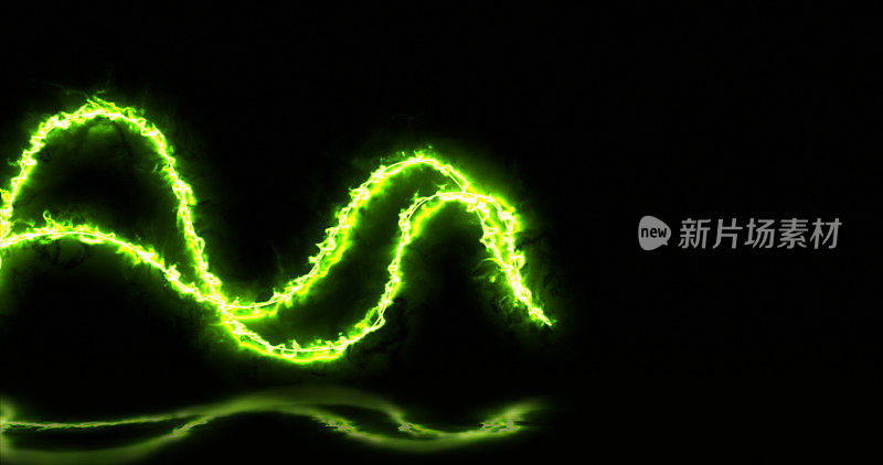抽象明亮的绿色线条光能化学酸魔法与反射抽象的背景