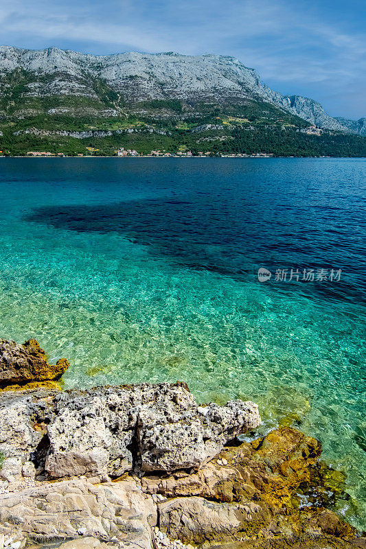 亚得里亚海海岸线，亚得里亚海，科尔丘拉，克罗地亚，欧洲