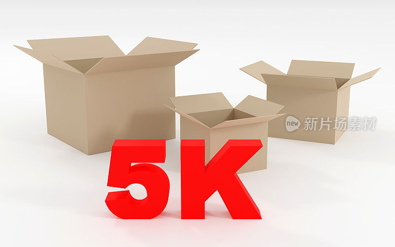 豪华标志5k与空盒子在线互联网媒体博客粉丝3D渲染图