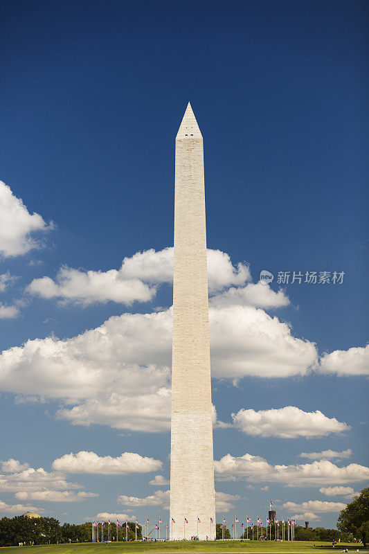 华盛顿纪念碑旁的旗帜