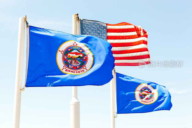 明尼苏达州国旗和美国国旗
