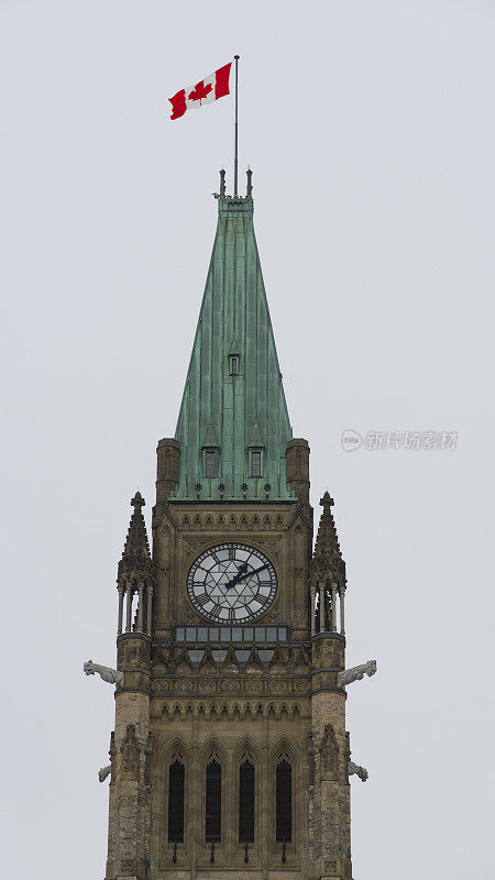 加拿大议会，和平塔，加拿大国旗，渥太华，安大略
