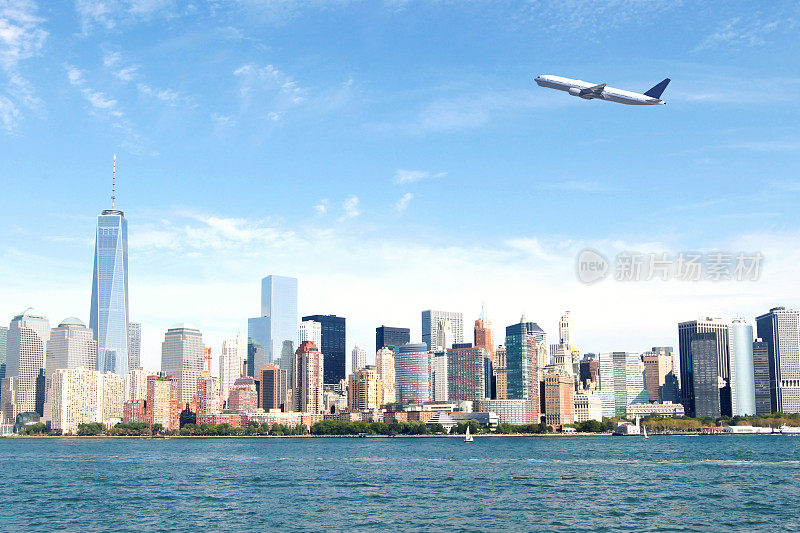 美丽的新纽约城市飞机天际线图像
