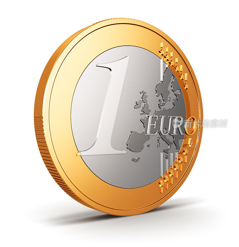 一欧元硬币孤立在白色