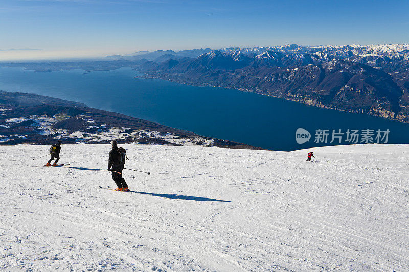 滑雪俯瞰湖，蒙特巴尔多