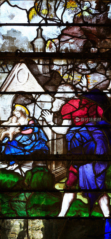 中世纪窗户圣卡萨，教堂圣艾蒂安，博韦，法国