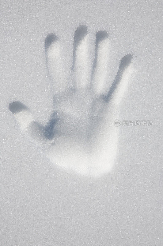 在雪地上手印