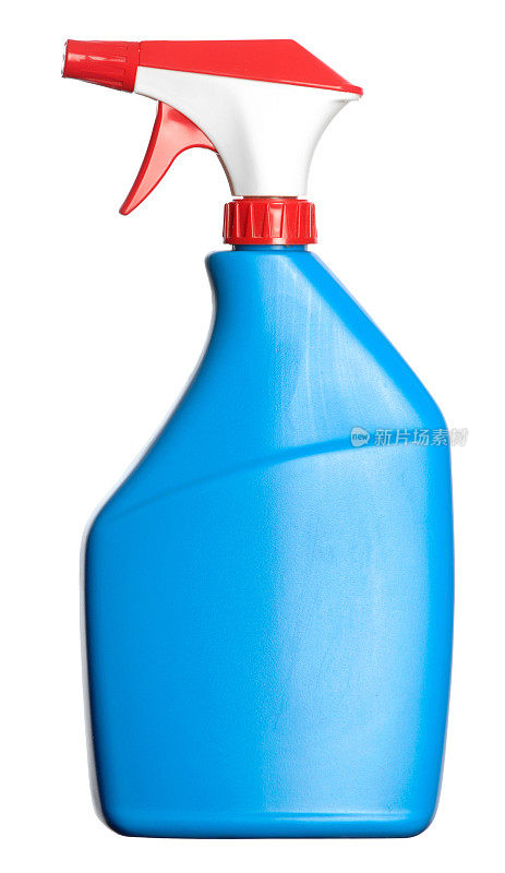 红色、白色、蓝色家用清洁剂喷雾瓶