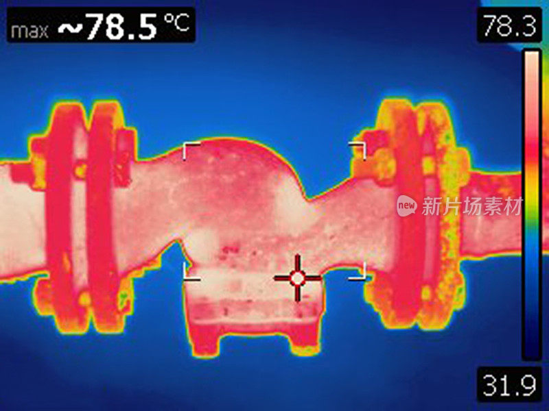 加热管道阀门红外热像图