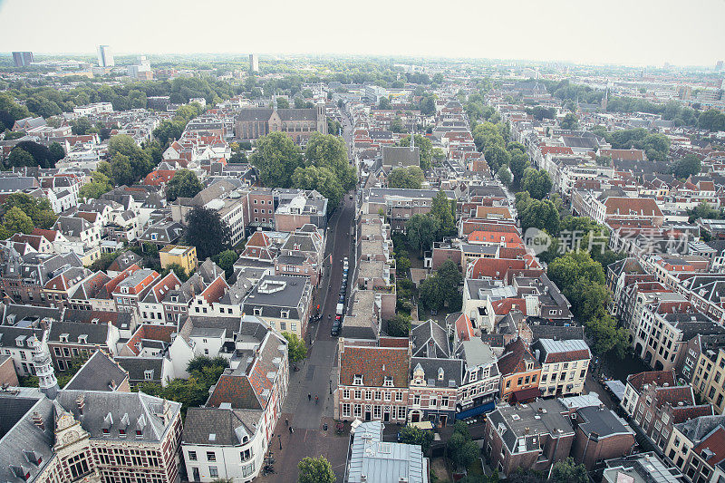 鸟瞰图城市全景乌得勒支，荷兰
